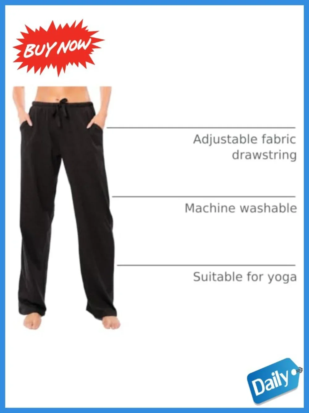 100% Cotton Knit Pajama Pants with Drawstring & Pockets Lounge Sleep Bottoms